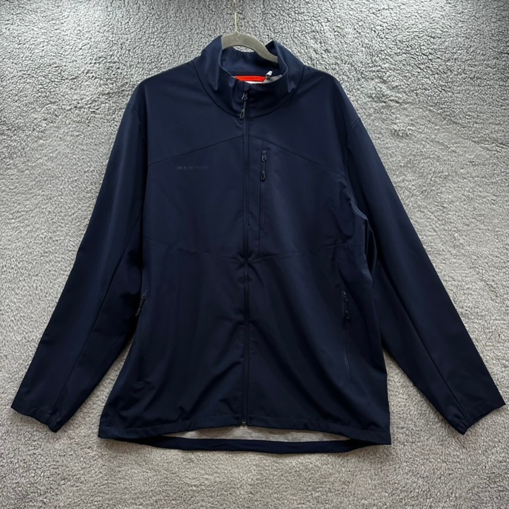 Mammut Men's 2XL Softshell Jacket Navy Blue Full Zip Presidents Club Logo Hiking